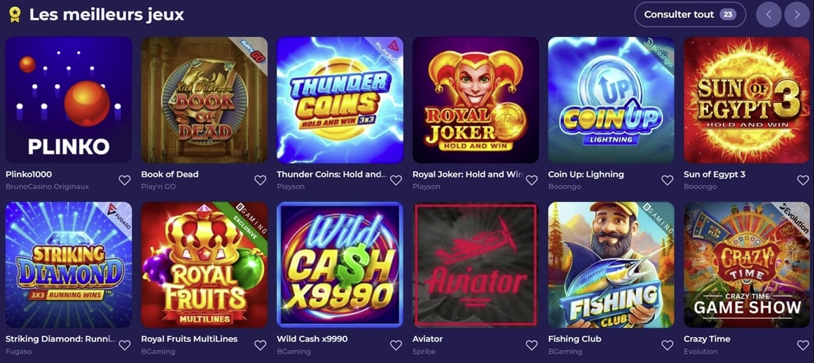 Jeux de casino Bruno Casino