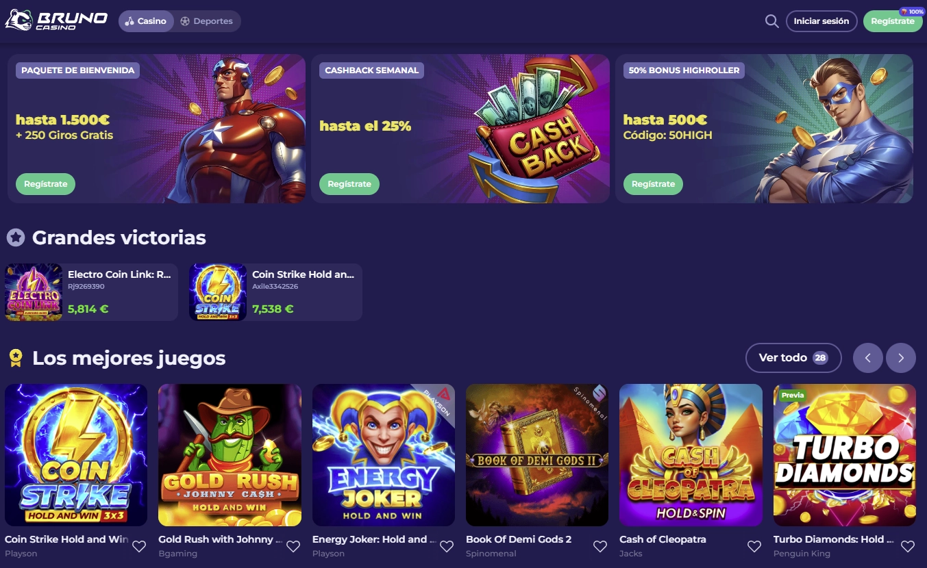 Bruno Casino - Jeux en ligne premium